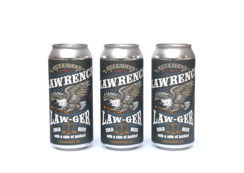 Lawrence Law microbrew cans